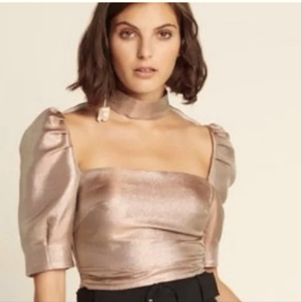 Chic Satin Women's Blouse in Metallic Hue